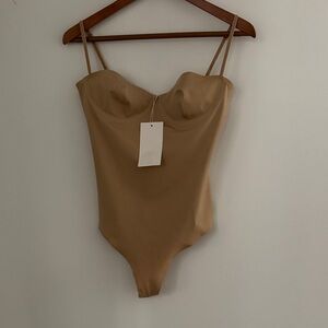 ZARA Corset Bodysuit – Nude Beige – Size L – NWT